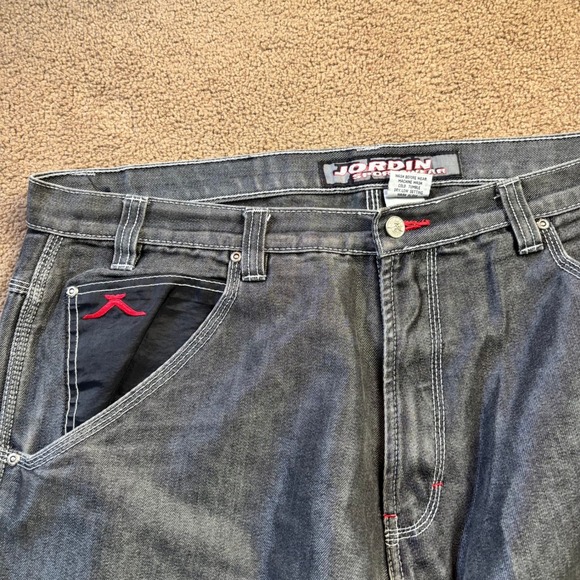 Vintage Jordin Sportswear Jeans Mens 44x34(31) Black Faded HipHop Baggy 90's Rap - Picture 2 of 14